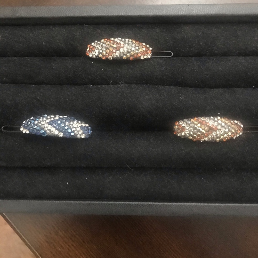 Hair barrettes crusted with crystals 2 left